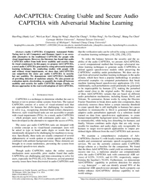First page of the AdvCAPTCHA paper