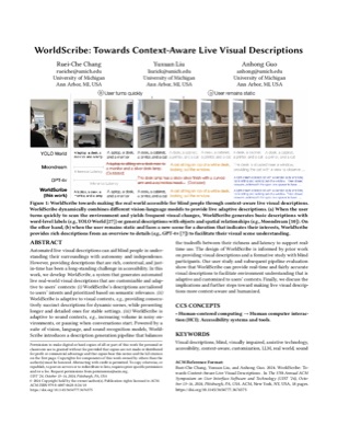 First page of the WorldScribe paper